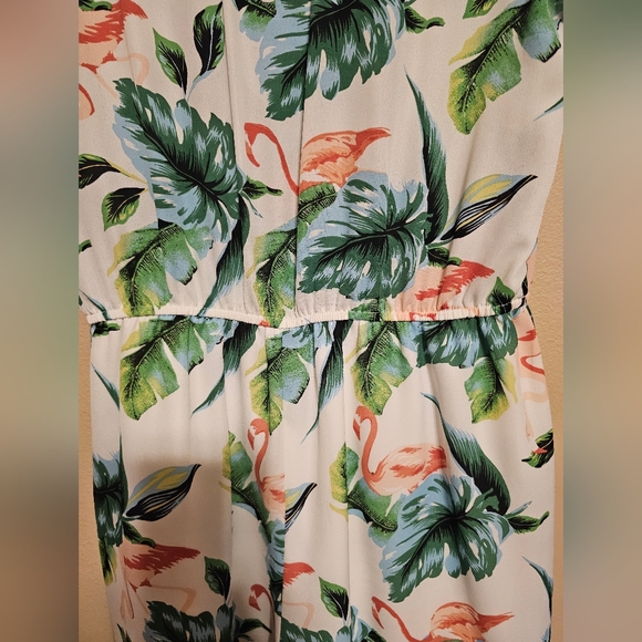 As U Wish Romper White and Pink Tropical Print Size Large  EUC - Picture 7 of 10